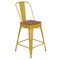 Flash Furniture 24" Yellow Metal Counter Stool-Teak Poly Seat CH-31320-24GB-YL-PL2T-GG - alternate 6